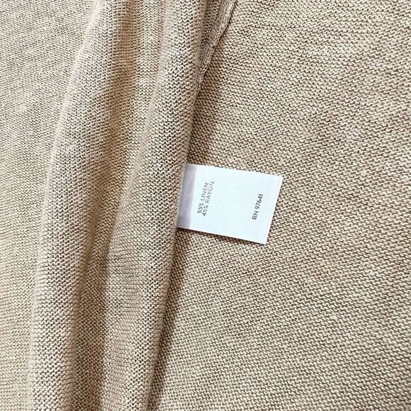 J Jill Cardigan Sweater Linen Women Large Tan Oatmeal Long 3/4 Sleeve - Picture 5 of 7